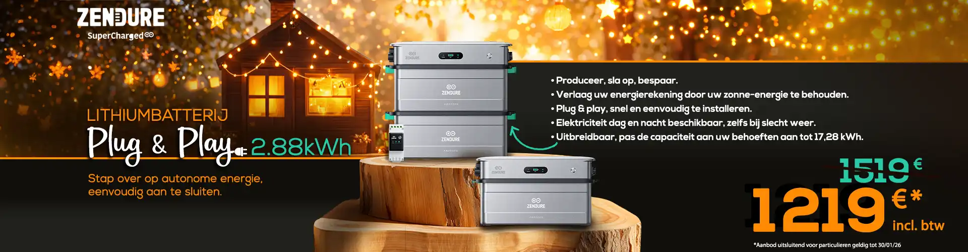 De Zendure plug-and-play lithiumbatterij is nu verkrijgbaar voor €1219 inclusief btw in plaats van €1519.